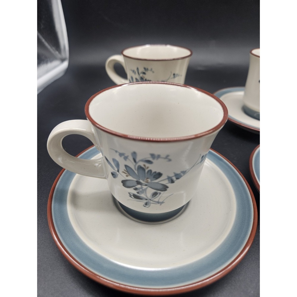Vintage Noritake Stoneware Pleasure Tea Cup And Saucers Set Of 4 - Picture 2 of 7